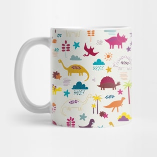 Dinosaur land - sunshine brights, cute Dino pattern by Cecca Designs Mug